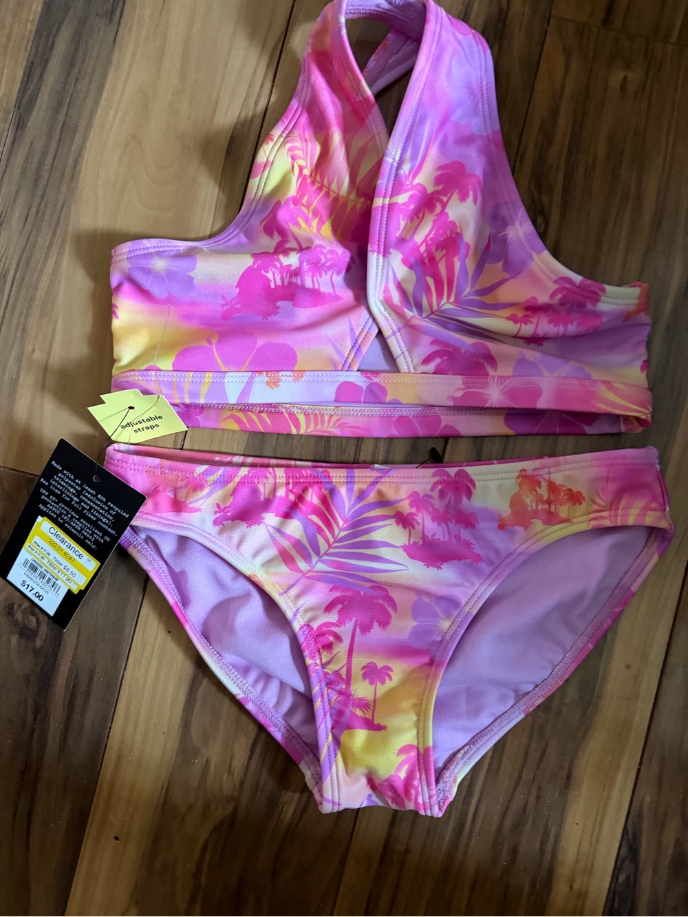 Pink & Yellow Tropical Two-Piece Bikini Set